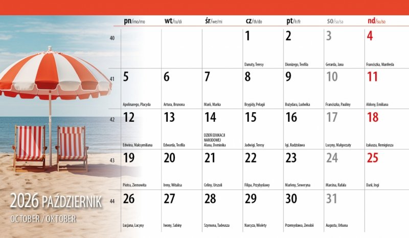 miesiąc na stronie w kalendarzu na biurko