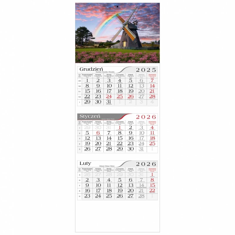 główka do kalendarza 3-dzielnego na ścianę