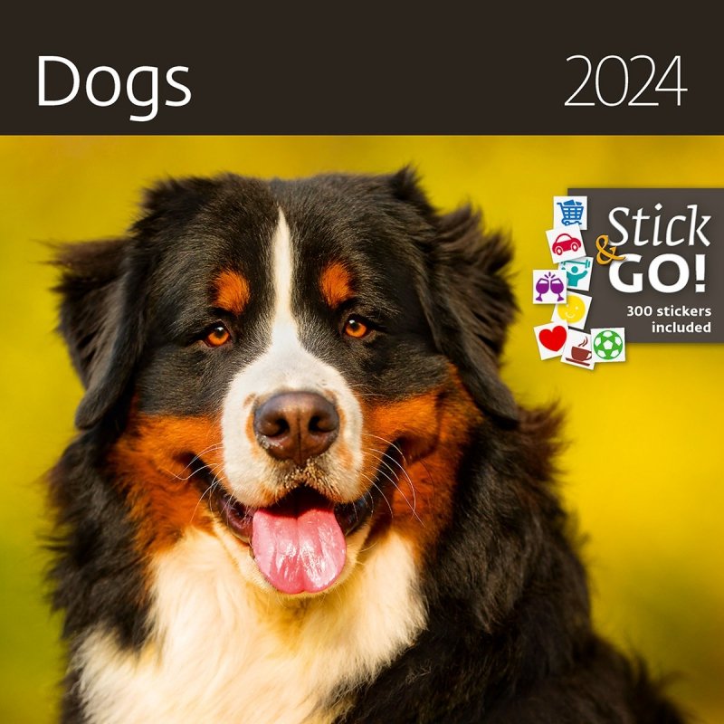 Kalendarz ścienny wieloplanszowy Dogs 2024 z naklejkami - okładka 