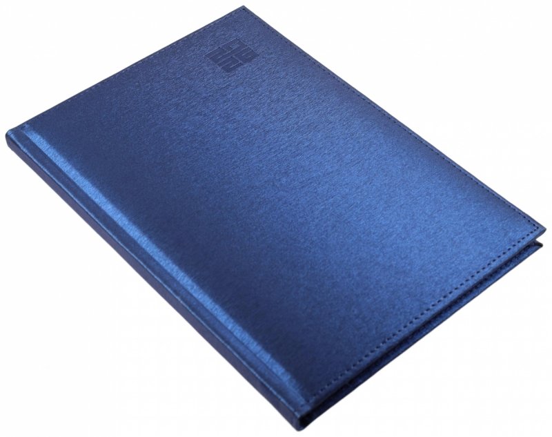 Kalendarz książkowy 2026 B5 dzienny papier biały drukowane registry oprawa ALUMINIUM granatowa