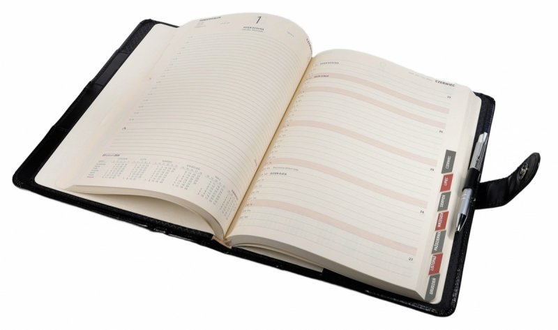 środek okładki z wkładem do kalendarza ze skóry
