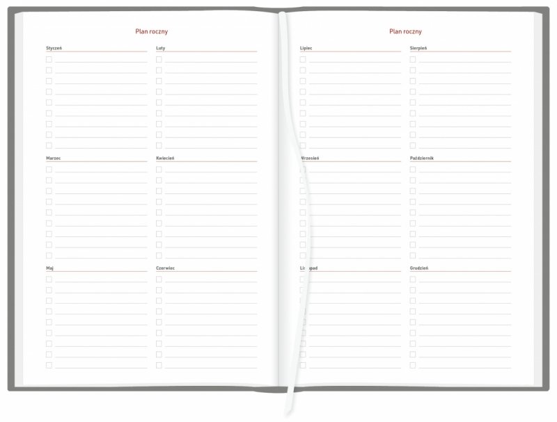 kalendarz książkowy A5 tygodniowy z notesem z planem rocznym 2026