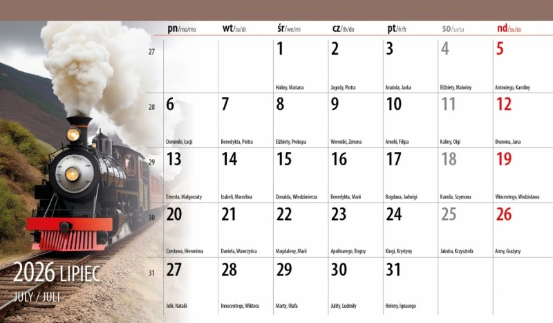 kalendarz na rok 2026 do biura