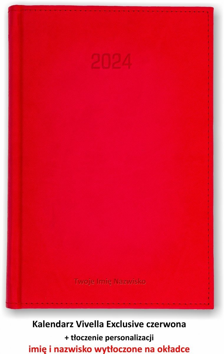 Kalendarz książkowy 2024 B5 z tłoczoną personalizacją czerwony
