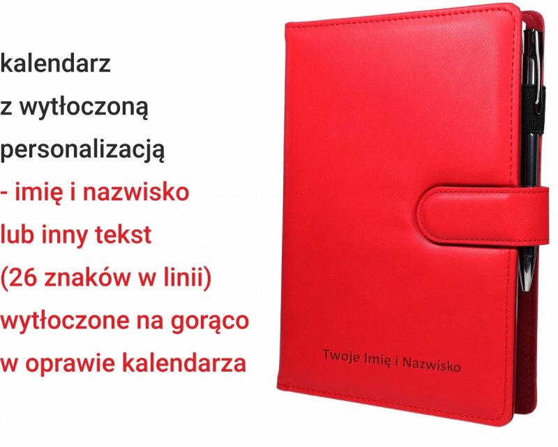 imię i nazwisko tłoczone na okładce wymiennej do kalendarza nauczyciela na rok 2025/2026