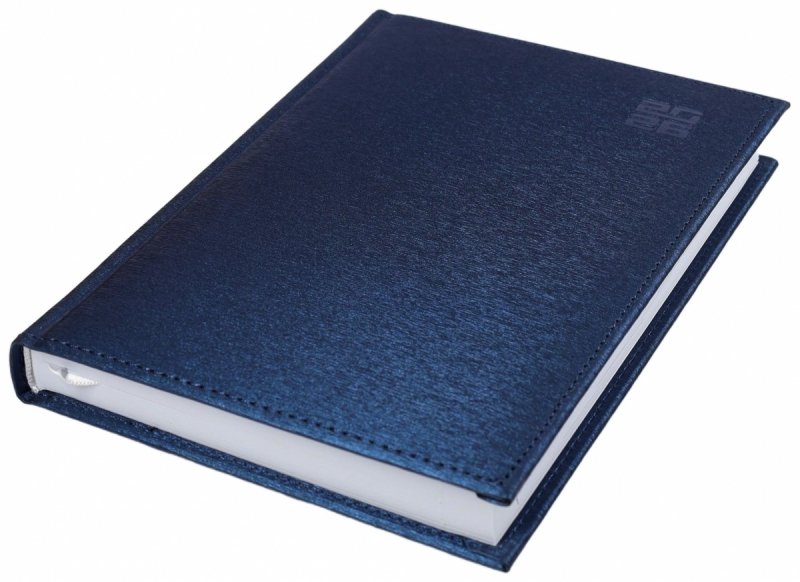 Kalendarz książkowy 2026 A5 dzienny papier biały drukowane registry oprawa ALUMINIUM granatowa