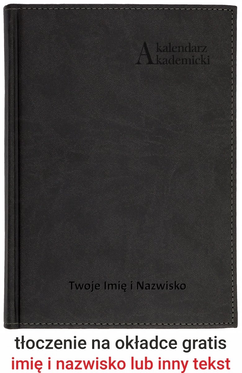 kalendarz dla studenta z tłoczeniem imienia i nazwiska na okładce