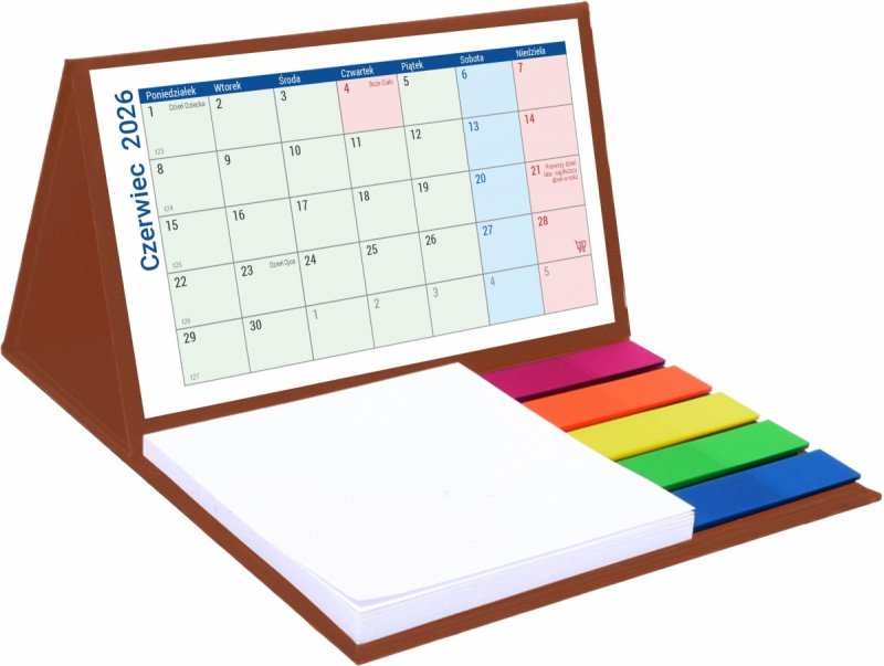 kalendarz biurkowy szkolny na rok 2026/2027 MINI z notesami i znacznikami