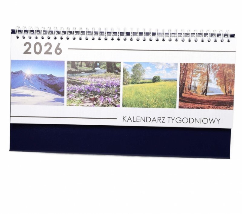 Kalendarz biurkowy stojący na podstawce TYGODNIOWY PREMIUM 2026 granatowy
