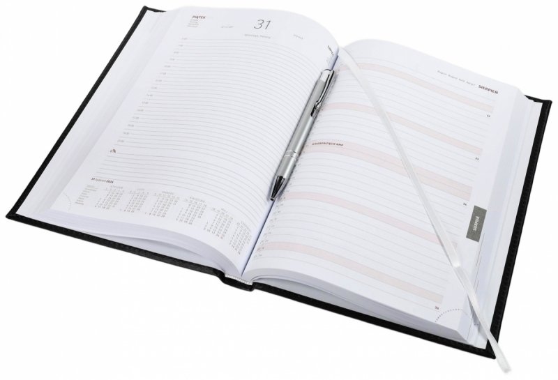 Kalendarz książkowy 2026 B5 dzienny papier biały drukowane registry oprawa VIVELLA EXCLUSIVE czerwona