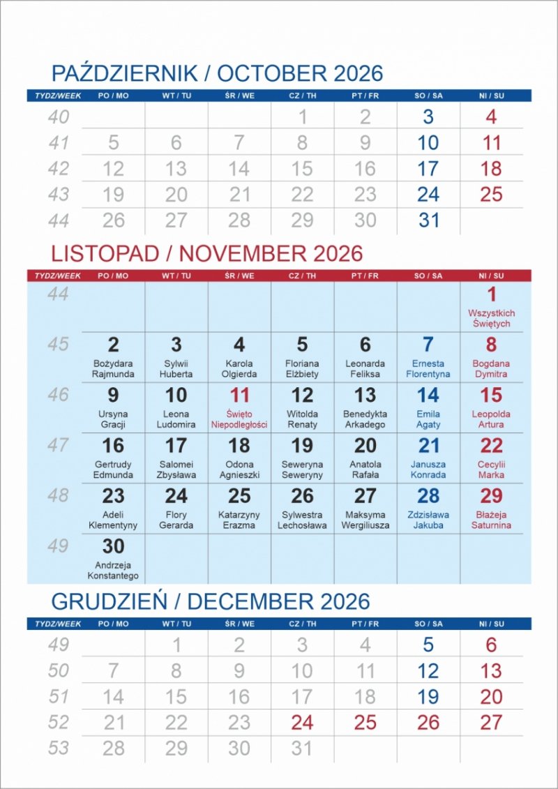 Kalendarz biurkowy z notesem i znacznikami TOP 3-miesięczny 2026 ciemnozielony