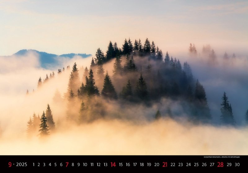 Kalendarz ścienny wieloplanszowy Landscapes 2025 - wrzesień 2025