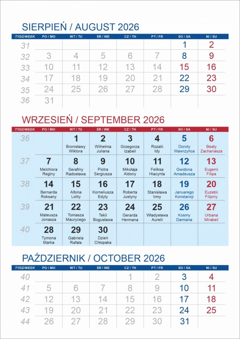 Kalendarz biurkowy z notesem i znacznikami TOP 3-miesięczny 2026 seledynowy