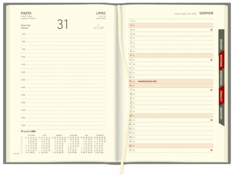 kalendarz z planerem przed każdym miesiącem