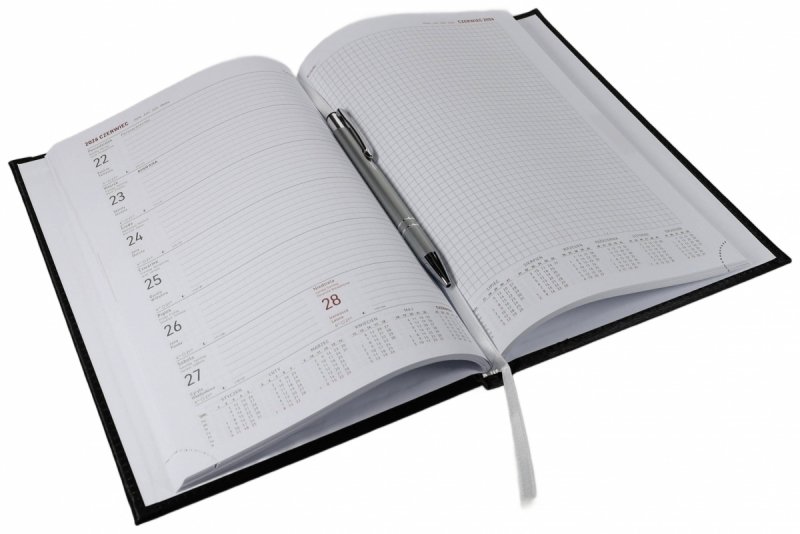 Kalendarz książkowy 2026 B5 TYGODNIOWY Z NOTESEM papier biały drukowane registry VIVELLA EXCLUSIVE czarna