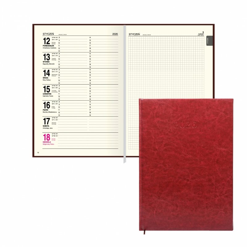 kalendarz książkowy 2026 w oprawie skóropodobnej