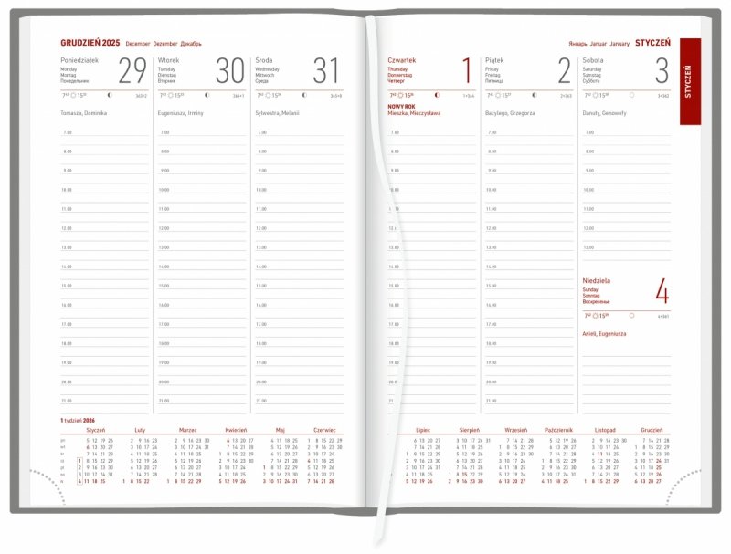 kalendarz tygodniowy na rok 2026