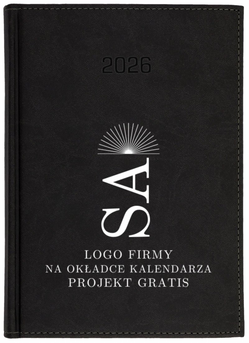 kalendarz książkowy A5 tygodniowy z notesem na rok 2026 z nadrukiem logo