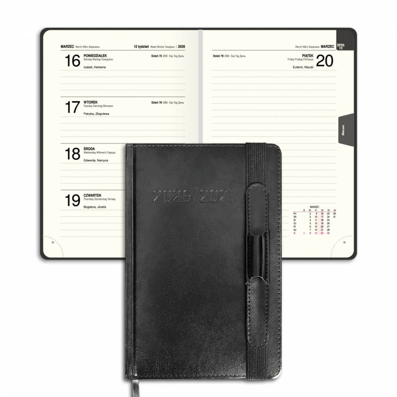 kalendarz książkowy 2026 w oprawie skóropodobnej