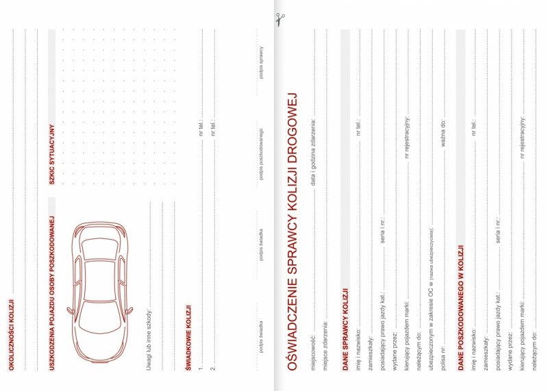 wspólne oświadczenie o zdarzeniu drogowym w kalendarzu nauczyciela 