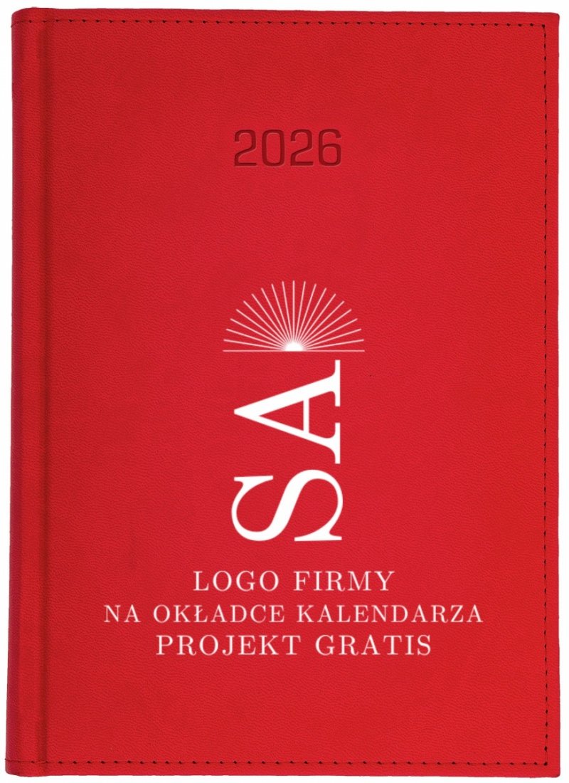 kalendarz książkowy A5 tygodniowy na rok 2026 z nadrukiem logo