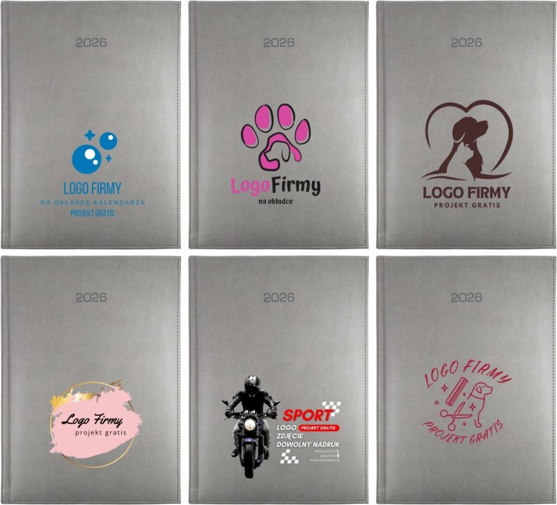 różne wzory okładek kalendarza z logo