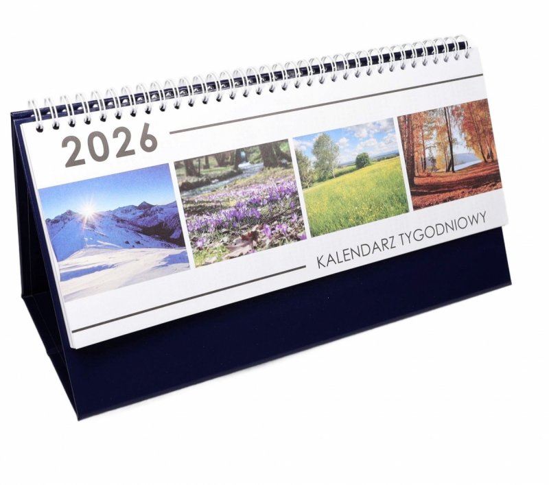 Kalendarz biurkowy stojący na podstawce TYGODNIOWY PREMIUM 2026 granatowy