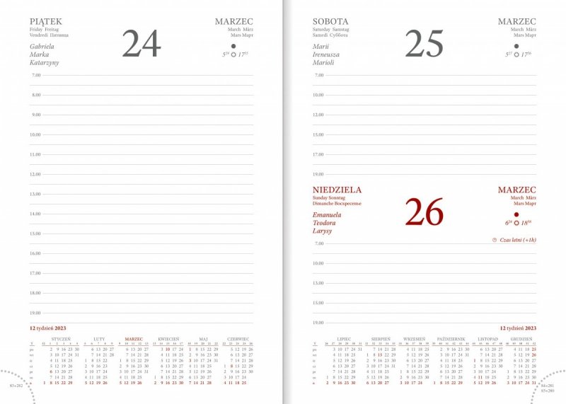 Kalendarz książkowy na rok 2023 format A5 w układzie dziennym 