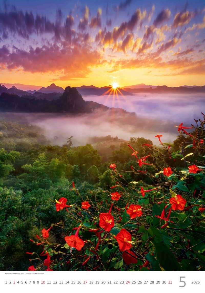 kalendarz 2026 na spirali, miesięczny, piękne ujęcia