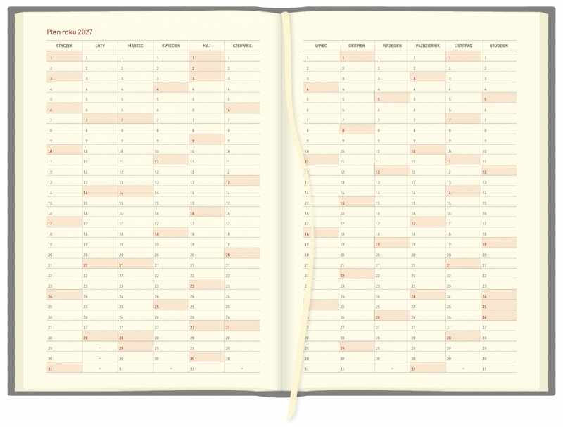 plan roku 2027 w kalendarzu A5 na rok 2026