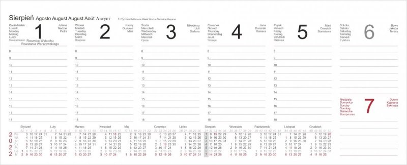 Kalendarz biurkowy stojący na podstawce PREMIUM 2022 seledynowy