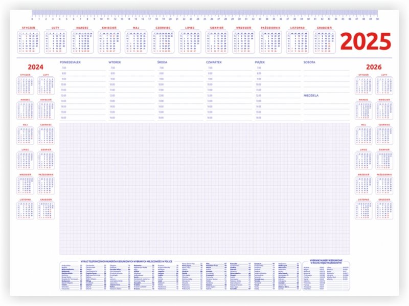 biuwar A2 na rok 2025 do położenia na biurku 