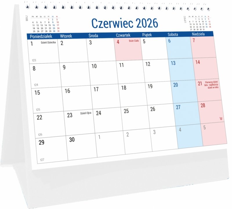 kalendarz biurkowy na rok szkolny 2026/2027 PLANO z miejscem na notatki