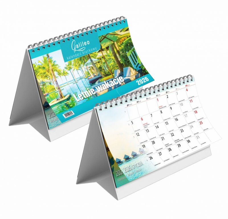 kalendarz na biurko na podstawce kartonowej