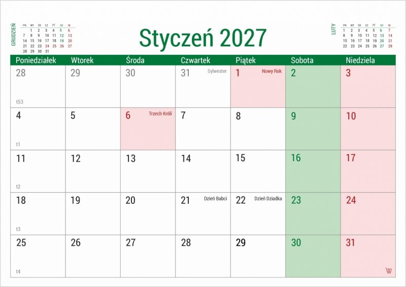 kalendarz na sztywnej podstawce na rok szkolny 2026/27 