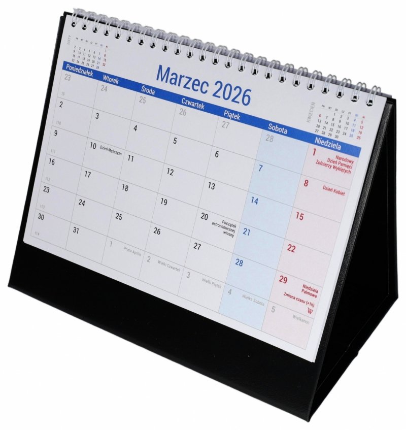 kalendarz biurkowy szkolny 2025/26 z miejscem na notatki, dla ucznia