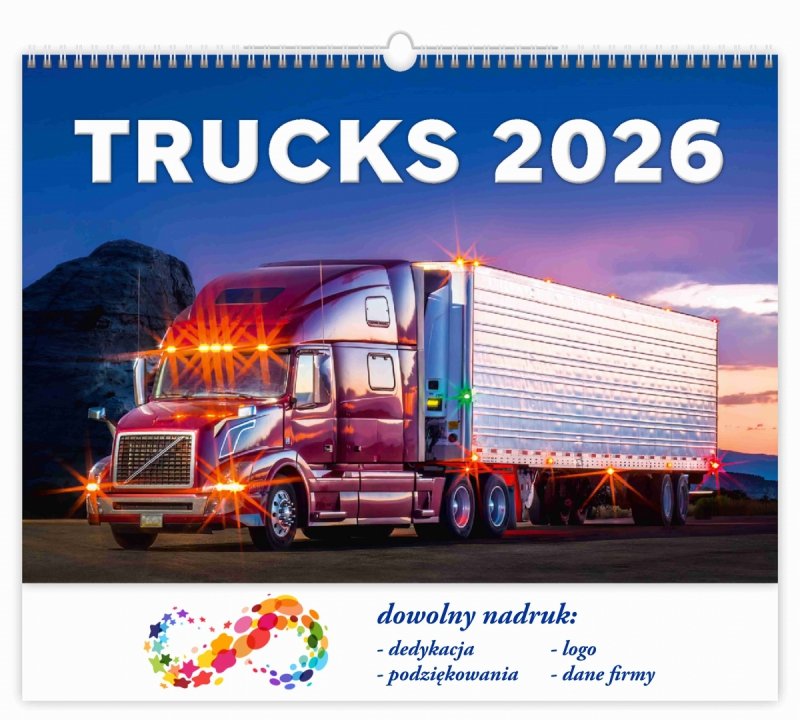 kalendarz ścienny wieloplanszowy Trucks 2026 z logo