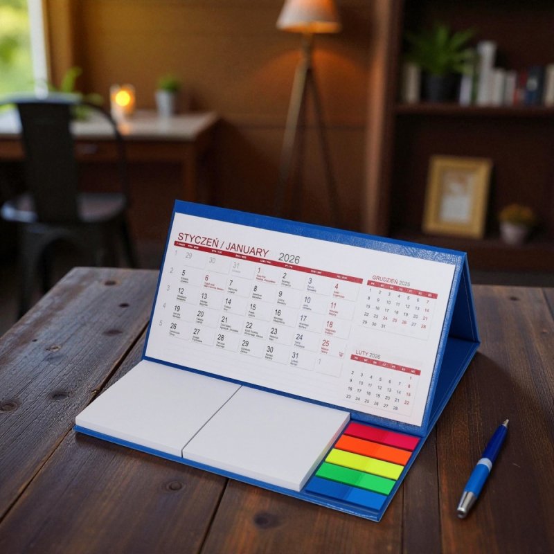 Kalendarz biurkowy z notesami i znacznikami MIDI 3-miesięczny 2026 brązowy