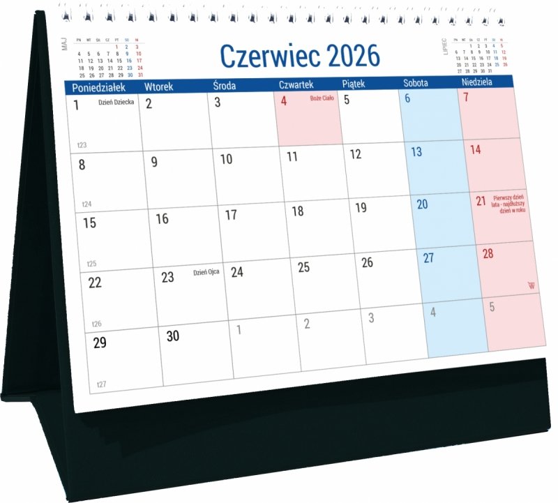 kalendarz biurkowy na rok szkolny 2026/2027 PLANO z miejscem na notatki
