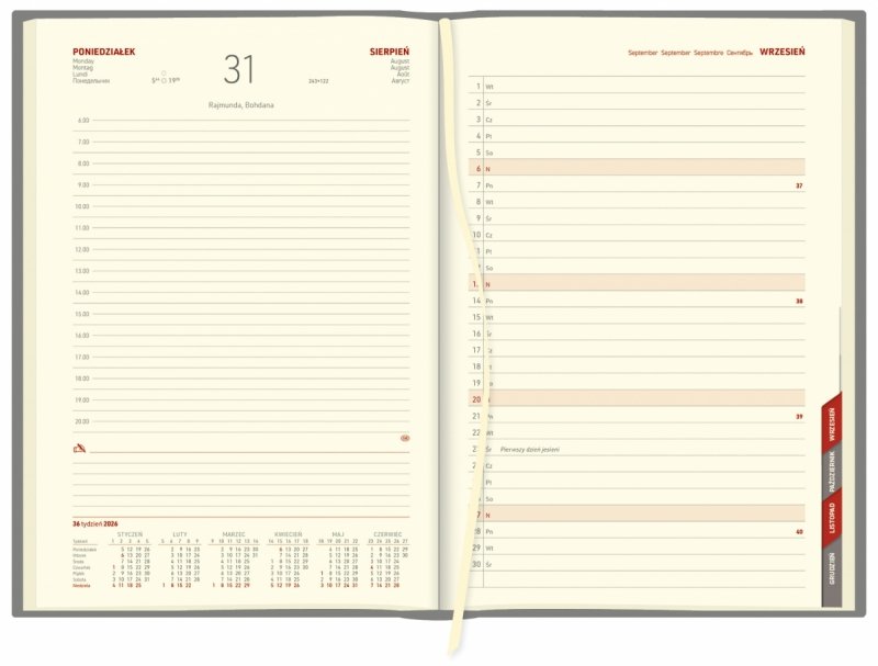 kalendarz z planerem przed każdym miesiącem