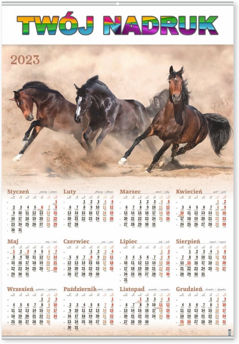 Kalendarz plakatowy na rok 2023 w formacie B1 z nadrukiem