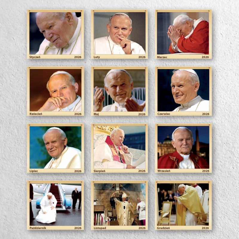 Kalendarz ścienny wieloplanszowy A4 PAPIESKI Św. Jan Paweł II 2026
