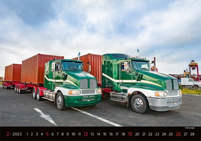 Kalendarz ścienny wieloplanszowy Trucks 2023 - luty 2023