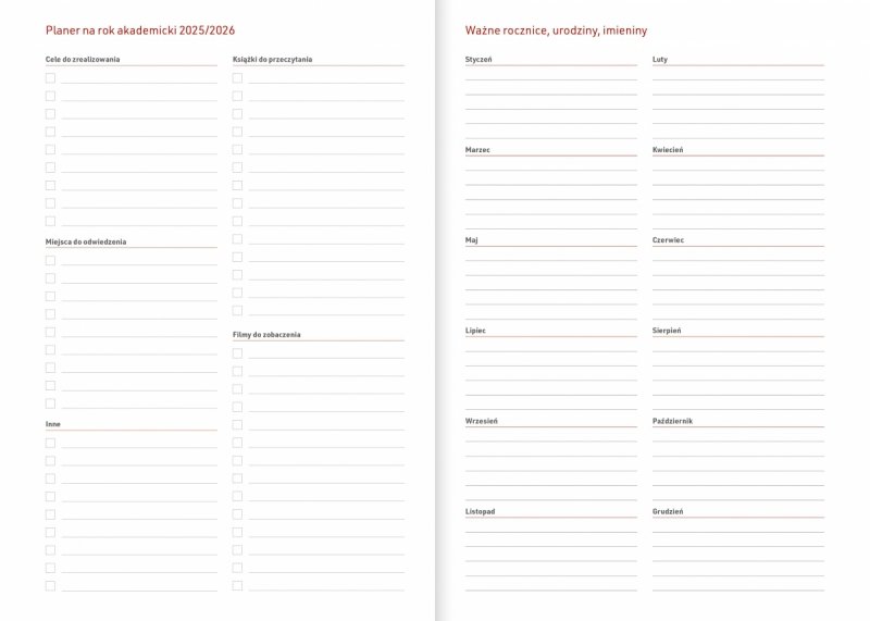 kalendarz akademicki 2025/2026 dla uczniów i studentów - cele do zrealizowania, miejsca do odwiedzenia