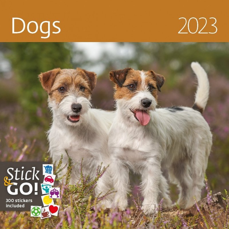 Kalendarz ścienny wieloplanszowy Dogs 2023 z naklejkami - okładka 