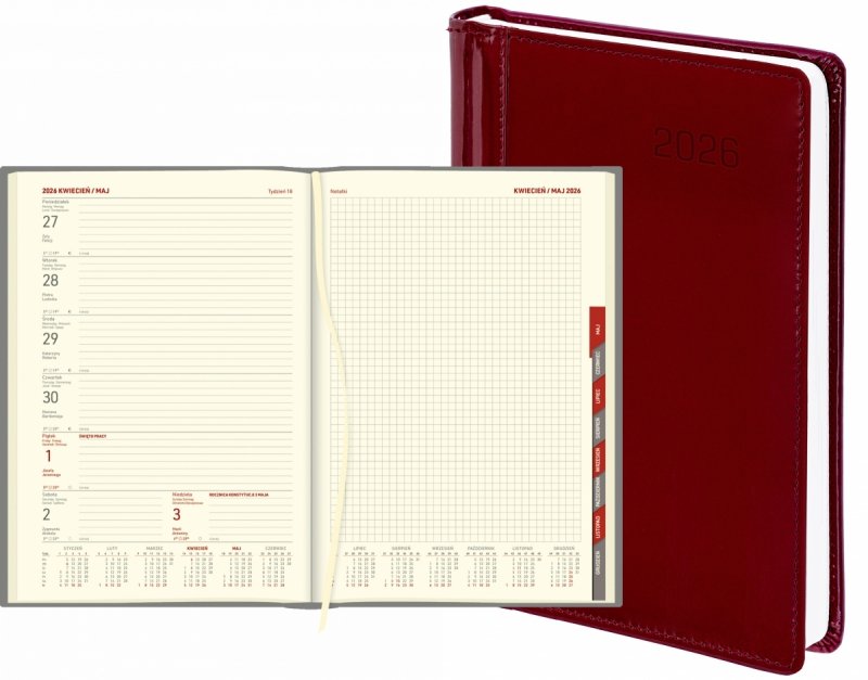 kalendarz książkowy 2026 w oprawie ze skóry naturalnej