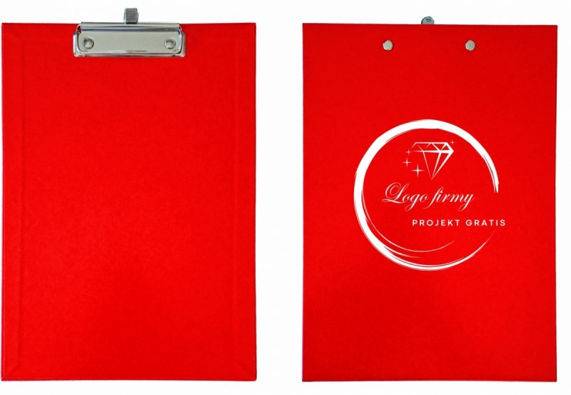 Podkładka z klipem mocującym luźne kartki z miejscem na długopis z twoim logo