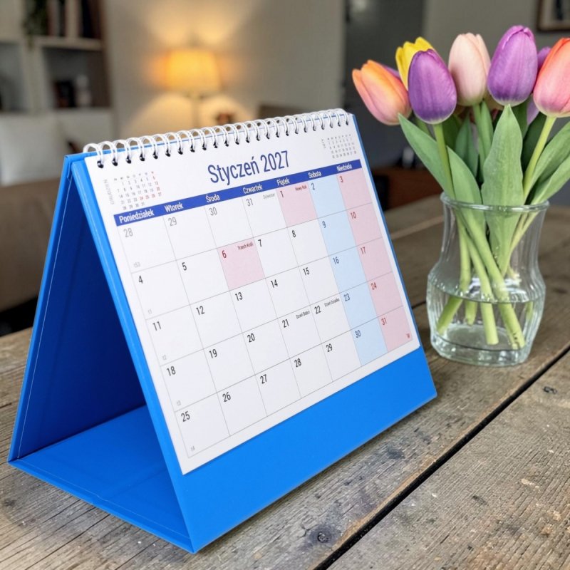 kalendarz do postawienia na biurku, dla ucznia, na rok szkolny 2026/2027