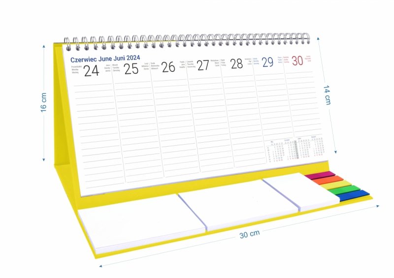 Wymiary kalendarza z notesami i znacznikami Exclusive Plus