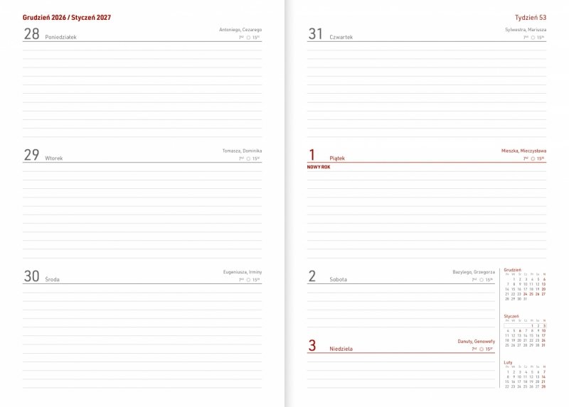 kalendarz książkowy nauczyciela na rok szkolny 26/27 tygodniowy